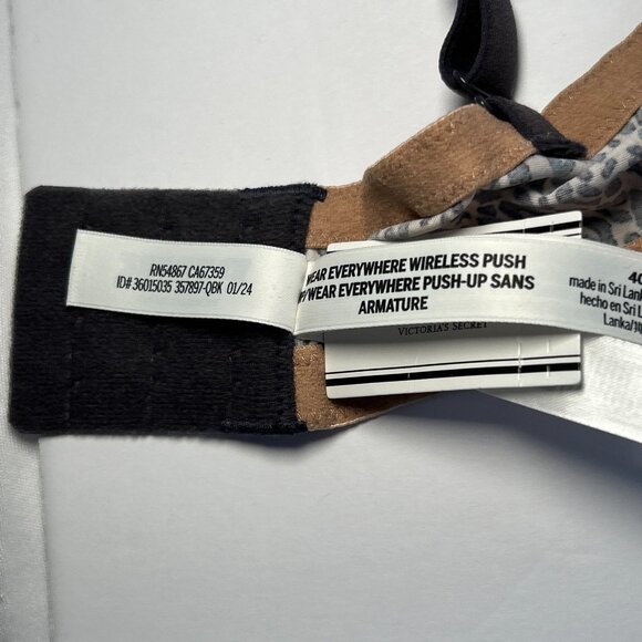 Victorias Secret Pink VS 40DD Push Up Bra Animal Print Wireless RN54867 NWT - Picture 10 of 13